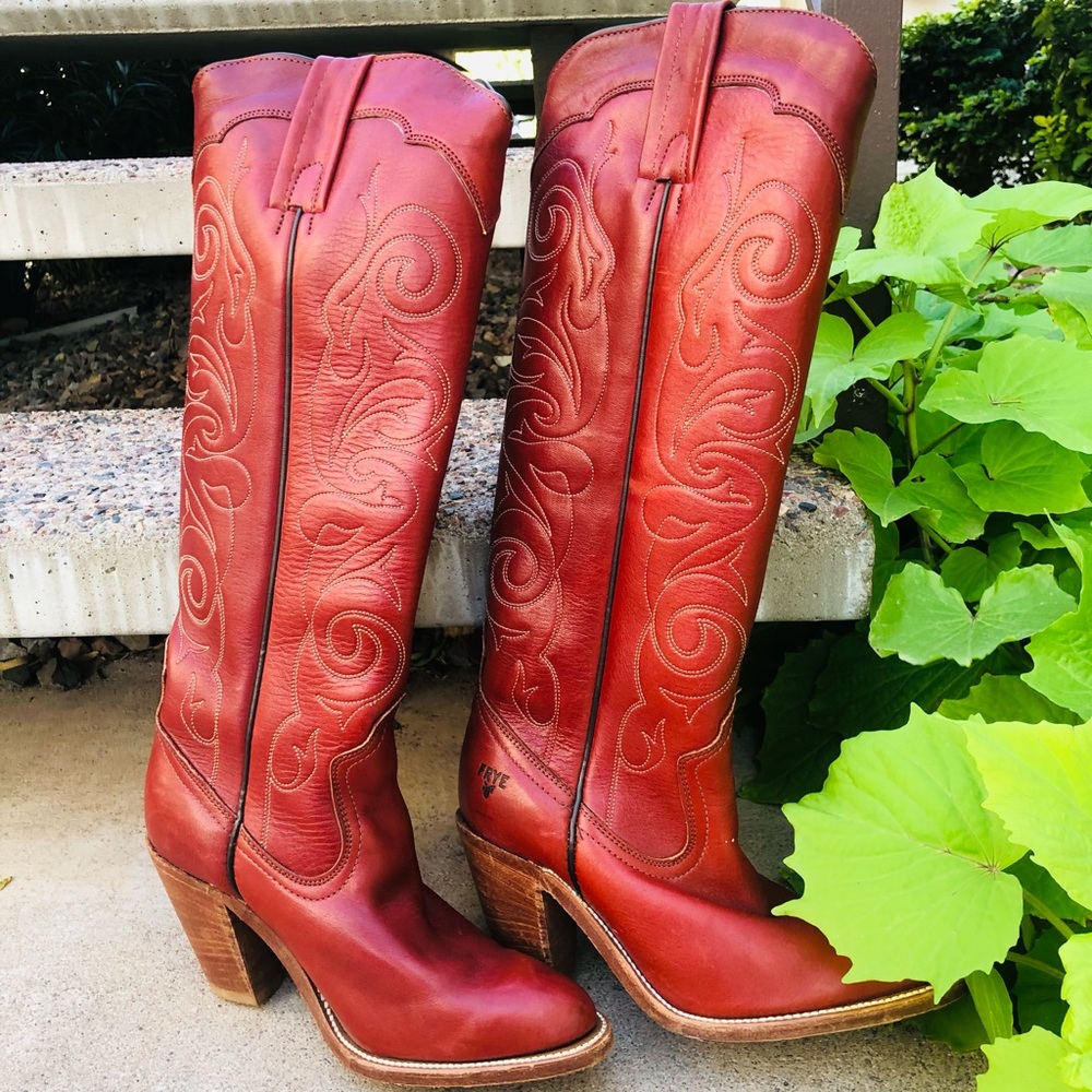 👢❤️Vintage 70’s FRYE Tall Leather Red Woman’s Cowboy Boot